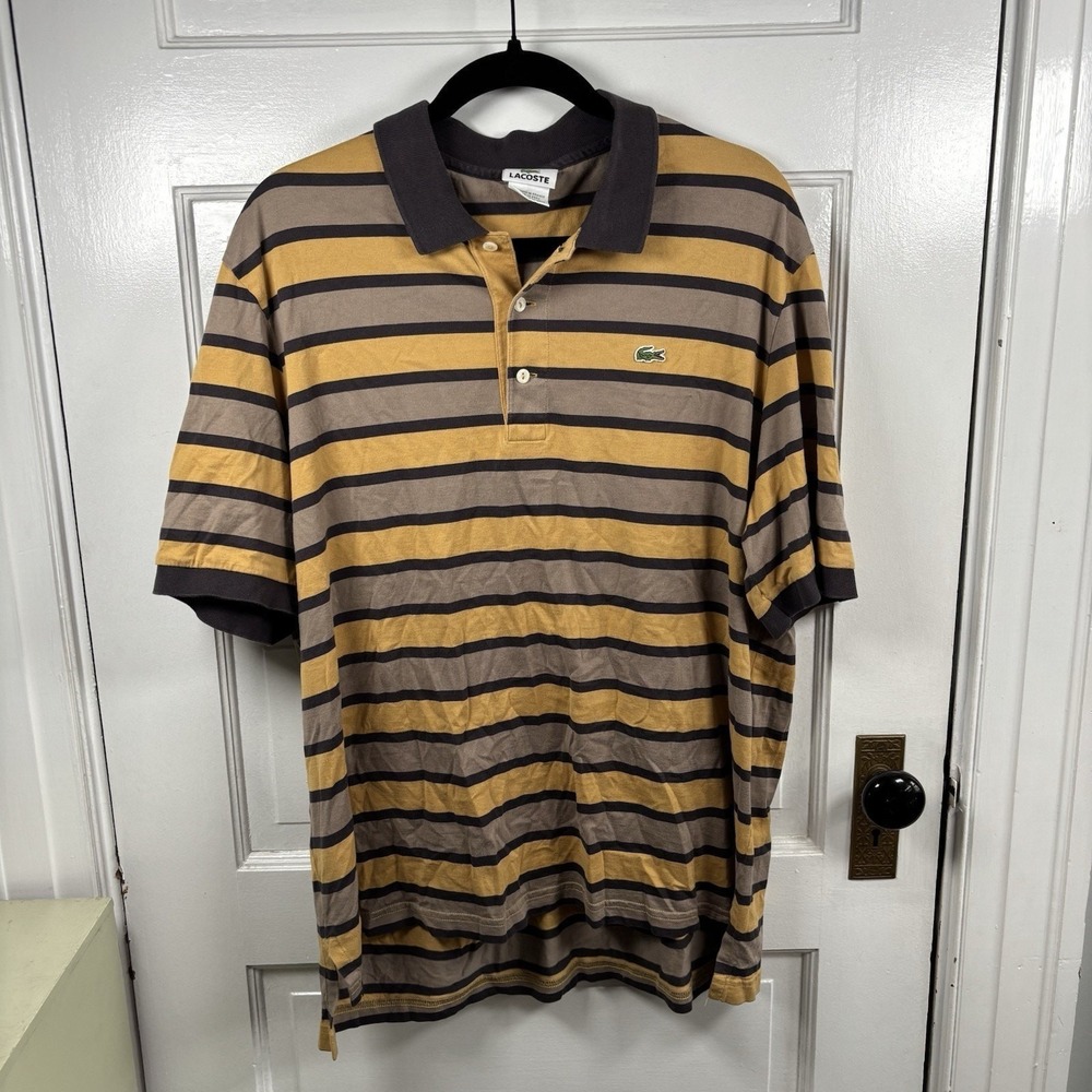 Lacoste Mens Striped Short Sleeve Polo Shirt Size 7 XL